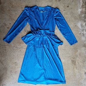Gorgeous Western Vintage Blue Silk Dress - "Medium"